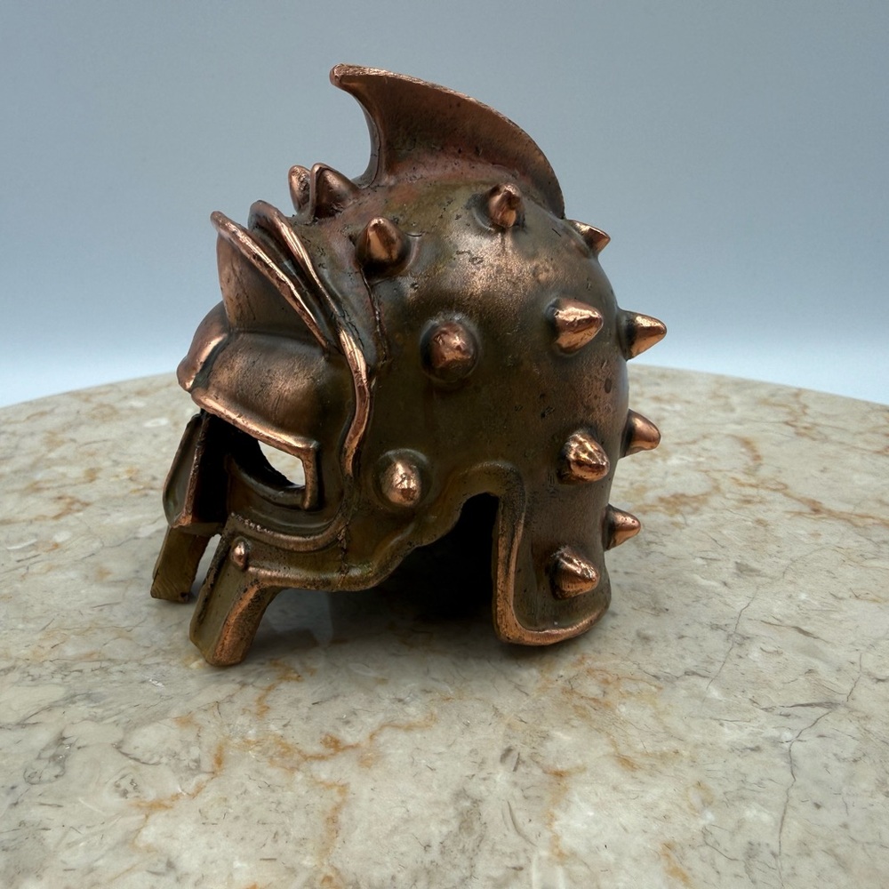 Vintage Mini Metal Roman Gladiator Helmet Sculpture Paperweight